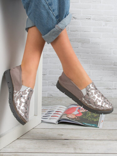 Maciejka Beige & Silver Low Shoes 3512W-22/00-5