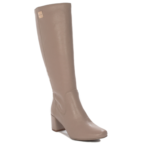 Maciejka Beige leather Knee-High Boots