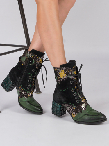 Maciejka Black and Green Lace-up Boots