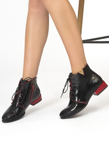 Maciejka Black and Red Pattented Leather women's Boots