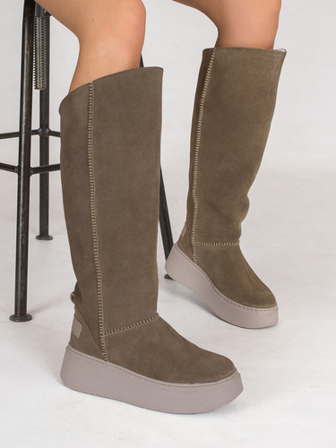 Maciejka Dirty Beige leather Knee-High Boots