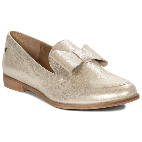 Maciejka Gold Leather Flat Shoes 04099-10/00-1