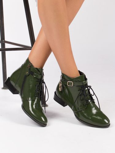 Maciejka Green Pattented Leather women's Boots 5743A-45/00-7