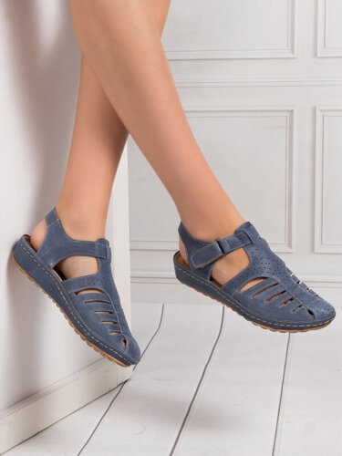 Maciejka Leather Navy Blue Women's Sandals