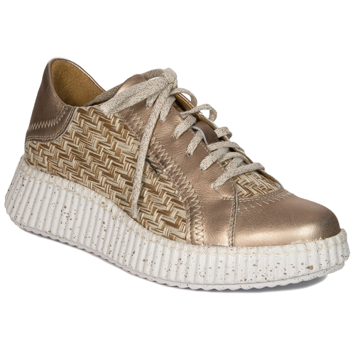 Maciejka Woman's Gold Leather Sneakers 06327-25/00-1
