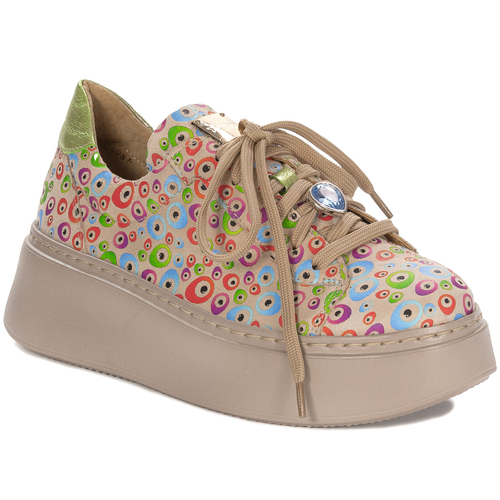 Maciejka Woman's Sneakers Beige Multicolor Leather