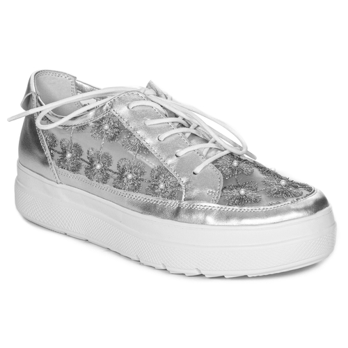 Maciejka Woman's Sneakers Silver Leather N6480-35/00-1