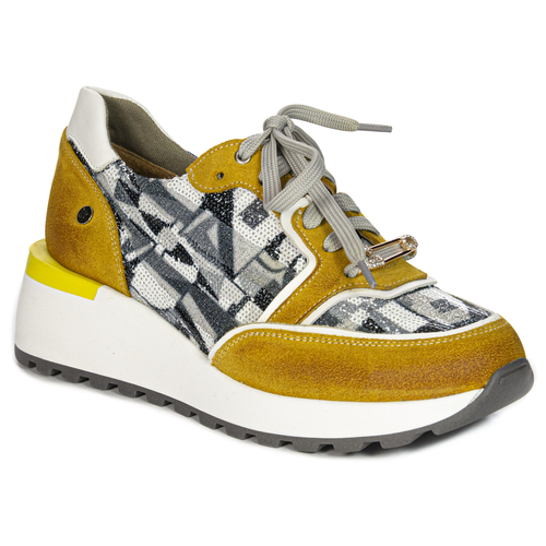Maciejka Woman's Yellow Leather Sneakers 06390-07/00-7