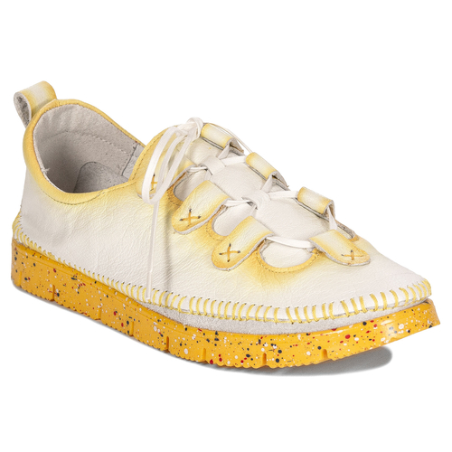 Maciejka Women's White + Yellow Flat Shoes