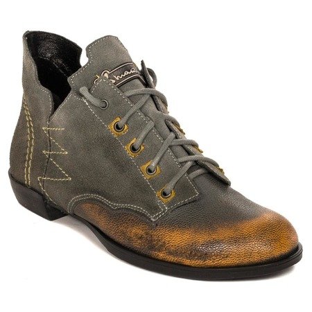 Maciejka 02522-07/00-3 Gray Lace-up Boots