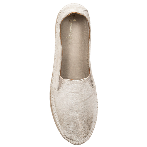 Maciejka Beige + Gold leather Flat Shoes 5814A-25/00-1