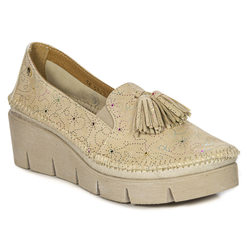 Maciejka Beige Leather Flat Shoes 06410-04/00-1