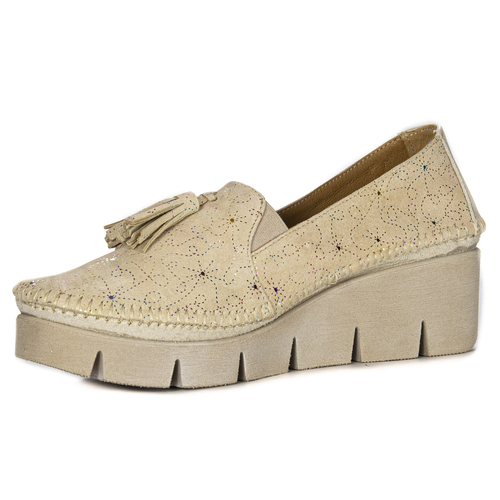 Maciejka Beige Leather Flat Shoes 06410-04/00-1