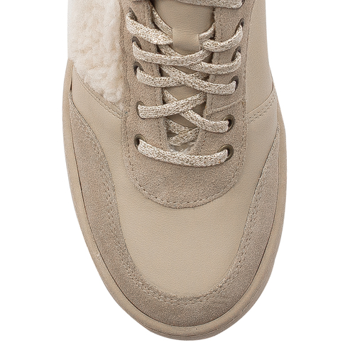 Maciejka Beige Leather warmed platform Lace-UP Boots