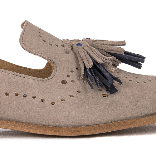 Maciejka Beige Velor+Navy Flat Shoes 04484-04/00-5