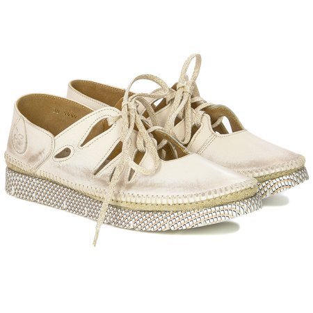 Maciejka Beige+gold Flat Shoes 04449-25/00-5 