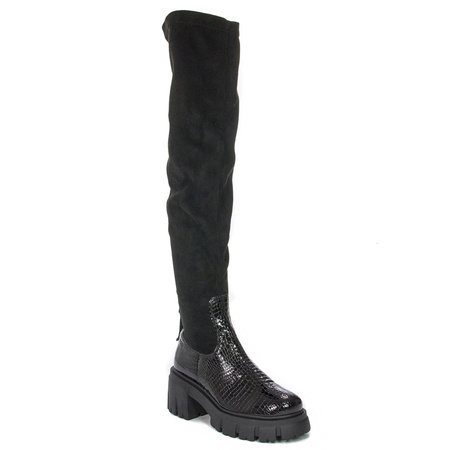 Maciejka Black Crocodile Knee-High Boots 05260-01/00-7