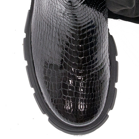 Maciejka Black Crocodile Knee-High Boots 05260-01/00-7