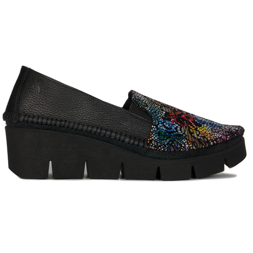 Maciejka Black+Flowers leather Flat Shoes 5814A-20/00-1