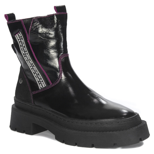 Maciejka Black + Fuchsia Leather Women's Boots