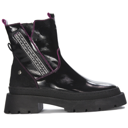 Maciejka Black + Fuchsia Leather Women's Boots