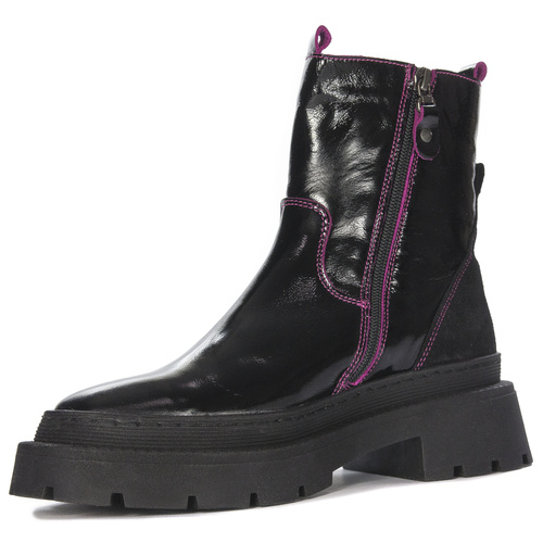 Maciejka Black + Fuchsia Leather Women's Boots