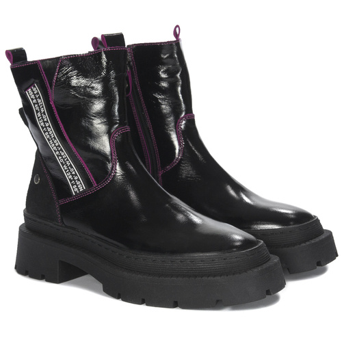 Maciejka Black + Fuchsia Leather Women's Boots