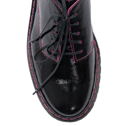 Maciejka Black+Fuxia Flat Shoes 04087-50/00-5