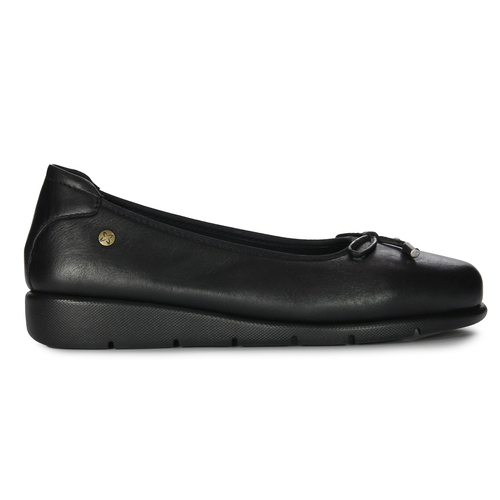 Maciejka Black Leather Flat Shoes P6504-01/00-1