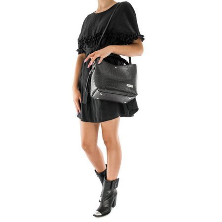 Maciejka Black Leather Handbag B11