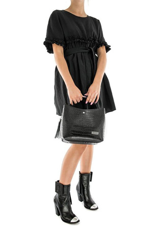 Maciejka Black Leather Handbag B11