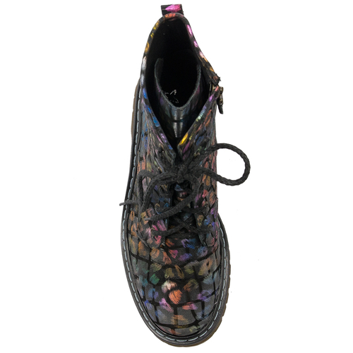 Maciejka Black+Multikolor Lace-up Boots 01609-52/00-6