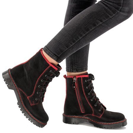 Maciejka Black Red Lace-up Boots