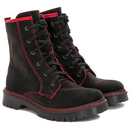 Maciejka Black Red Lace-up Boots