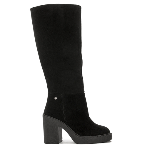 Maciejka Black Suede Knee-High Boots