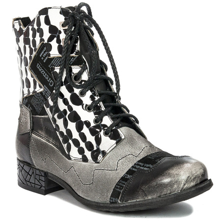 Maciejka Black & White Lace-up Boots 04625-11/00-3