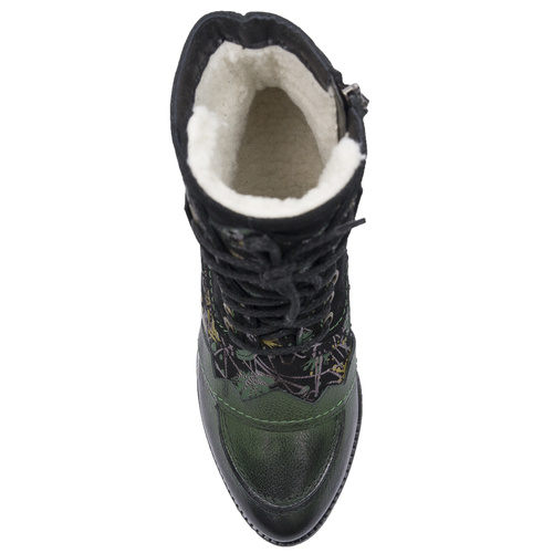 Maciejka Black and Green Lace-up Boots