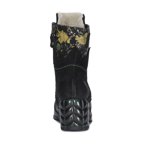 Maciejka Black and Green Lace-up Boots