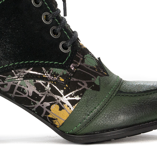 Maciejka Black and Green Lace-up Boots