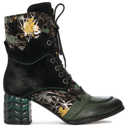 Maciejka Black and Green Lace-up Boots