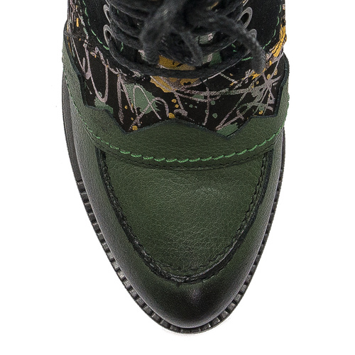 Maciejka Black and Green Lace-up Boots