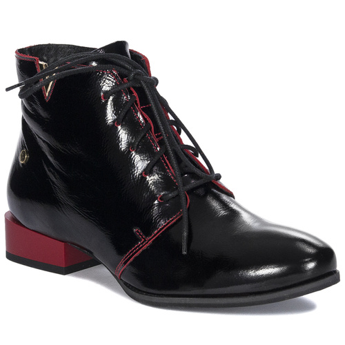 Maciejka Black and Red Pattented Leather women's Boots