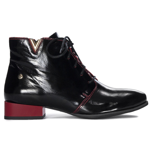 Maciejka Black and Red Pattented Leather women's Boots