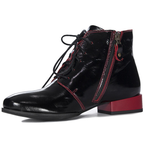 Maciejka Black and Red Pattented Leather women's Boots