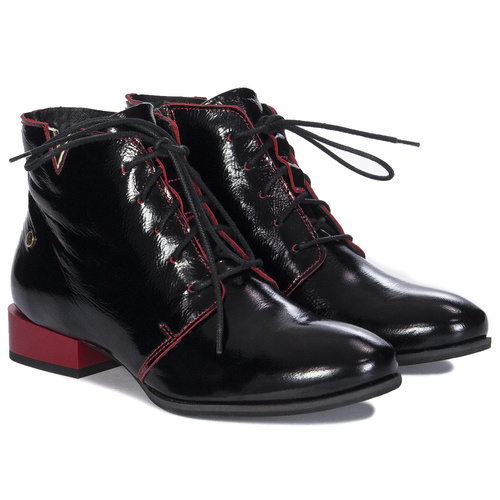 Maciejka Black and Red Pattented Leather women's Boots