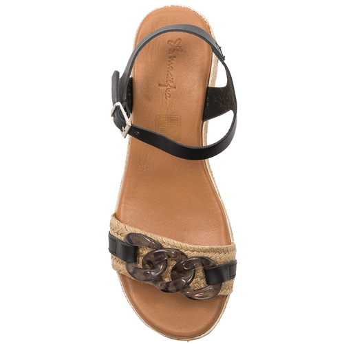 Maciejka Black leather women's espadrilles sandals