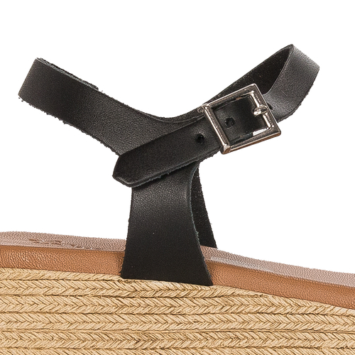Maciejka Black leather women's espadrilles sandals