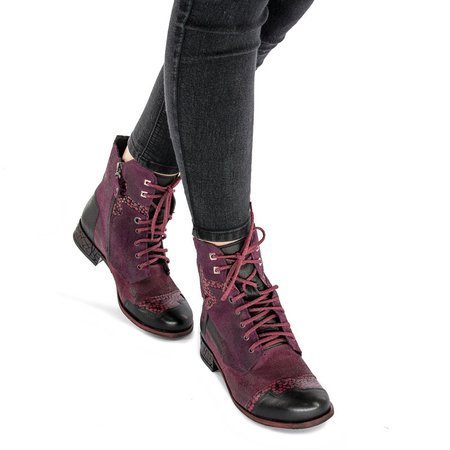 Maciejka Burgundy Lace-up Boots