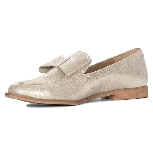 Maciejka Gold Leather Flat Shoes 04099-10/00-1