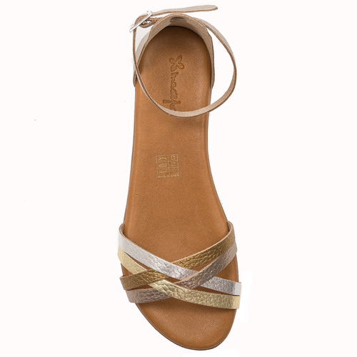 Maciejka Gold leather women's flat sandals